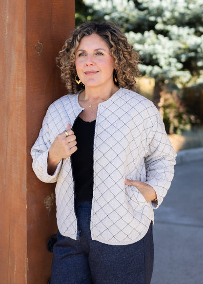 Crop Bomber Jacket in Moonbeam | Cut•Loose
