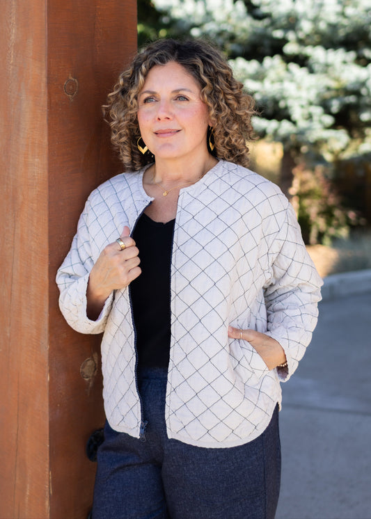 Crop Bomber Jacket in Moonbeam | Cut•Loose