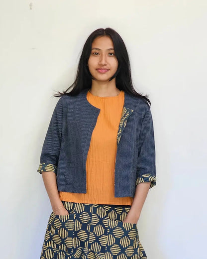 Reversible Anu Jacket in Navy | Yaza