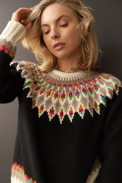 Fern & Feather Knit Sweater in Black