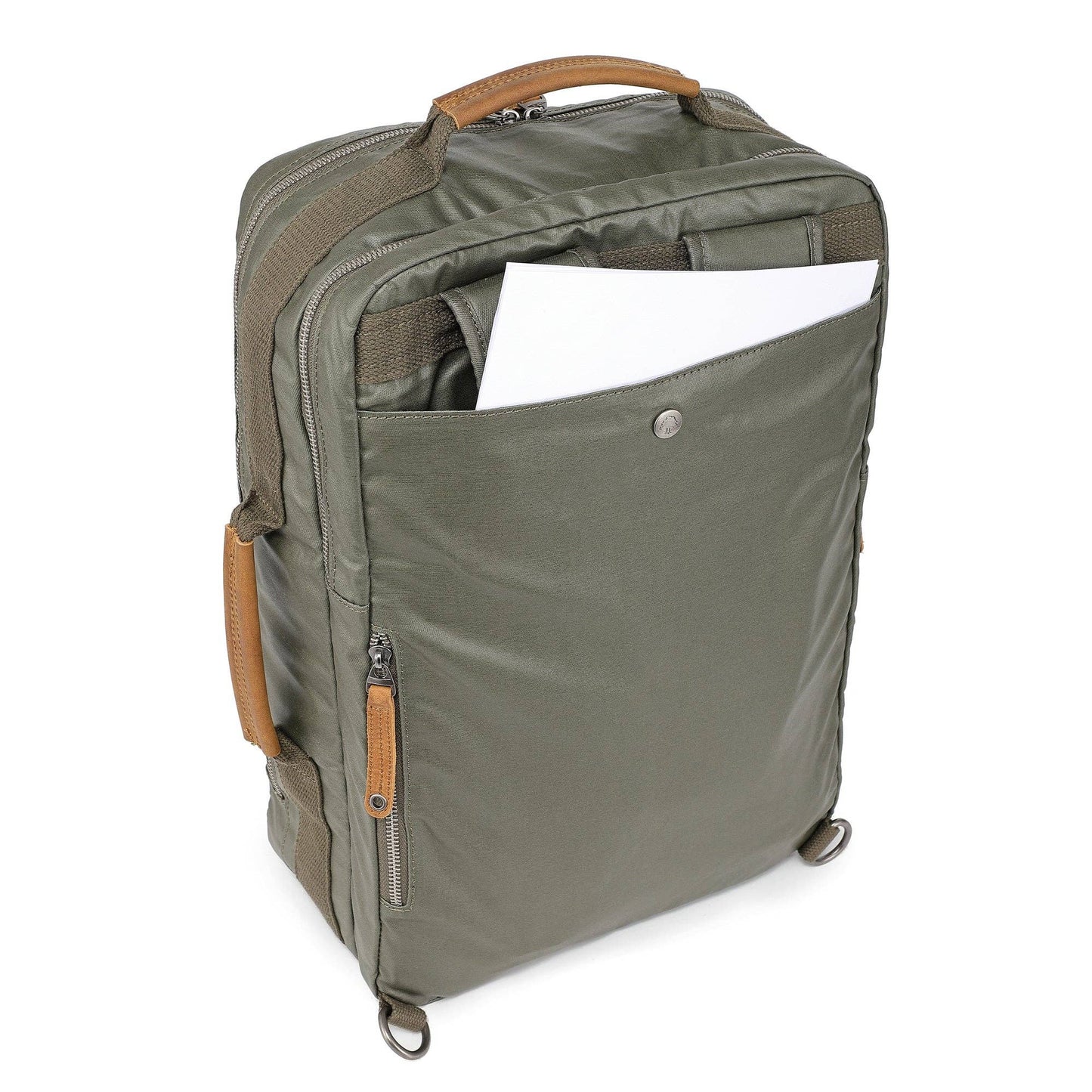 Madrone Coated Canvas Backpack in Army Green