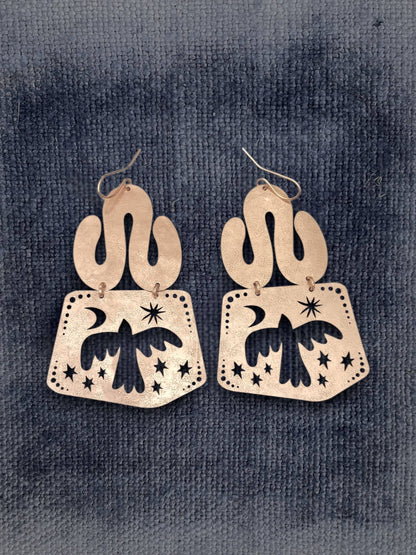 Brass Birds Dangle Earrings