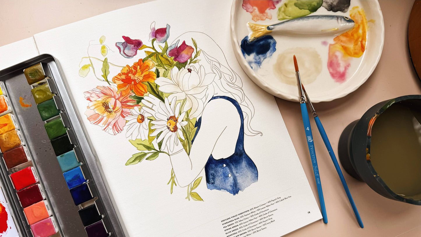 Café in Bloom Watercolor Workbook