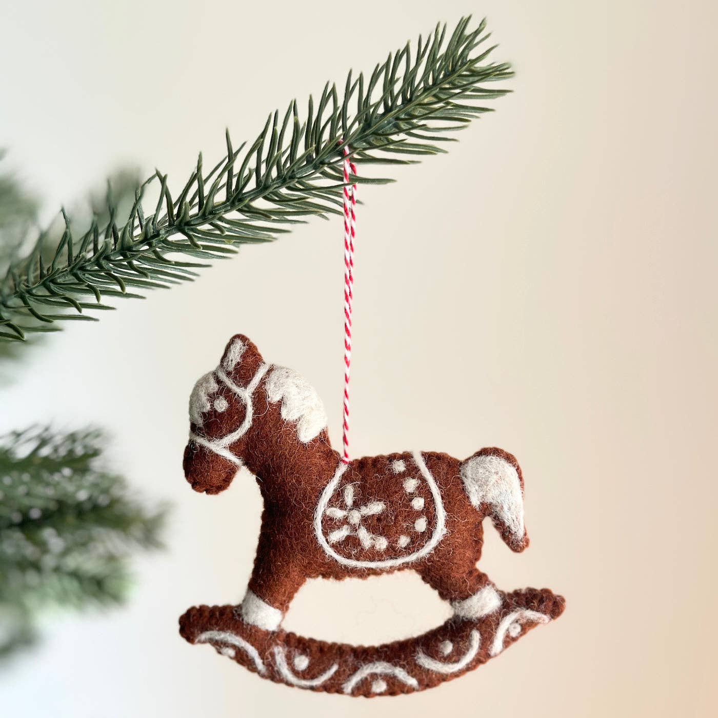 Felt Gingerbread Rocking Horse Ornament