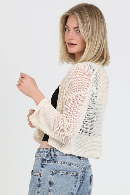 Lightweight Open Knit Cardigan in Ivory