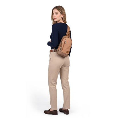 Coated Canvas Sling Bag in Army Green