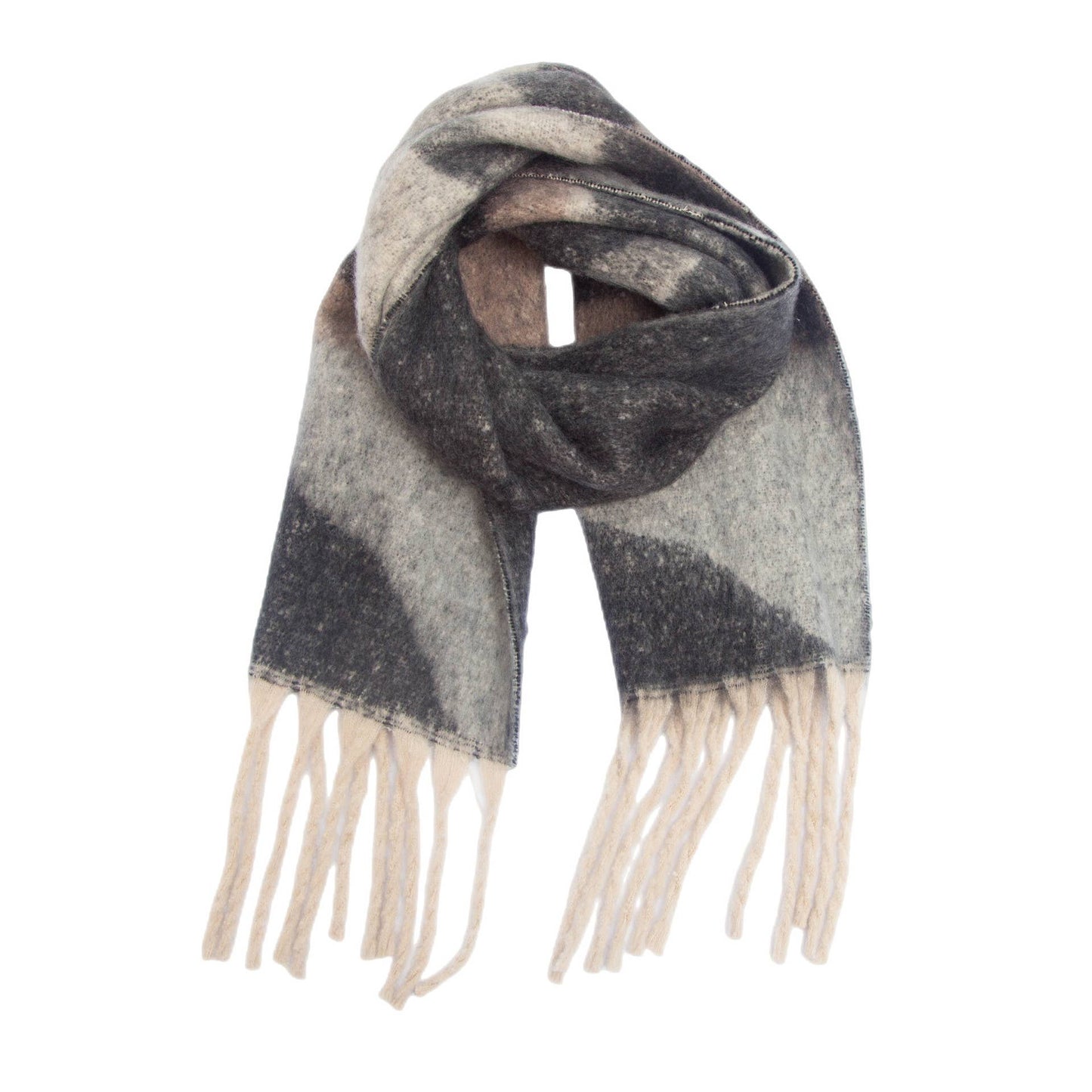 Soft Chunky Abstract Fleece Scarf in Gray
