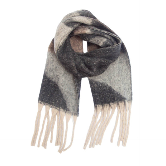 Soft Chunky Abstract Fleece Scarf in Gray