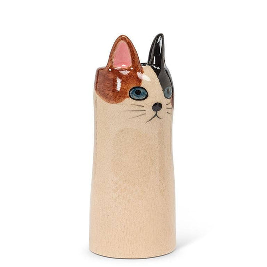 Skinny Brown Cat Vase