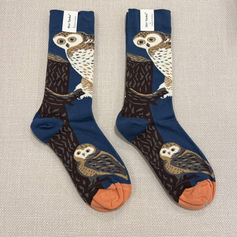 Owl Oil Painting Socks