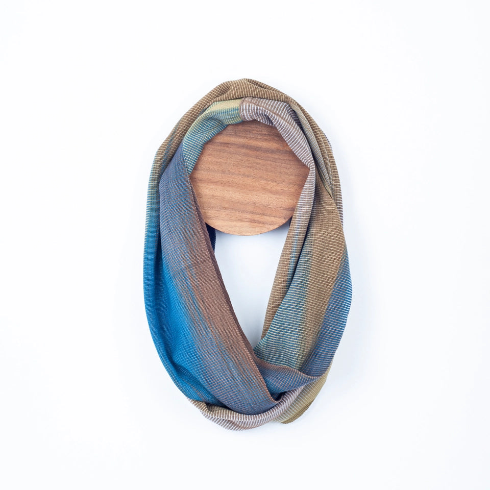 Handwoven Bamboo Infinity Scarf in Blue Green