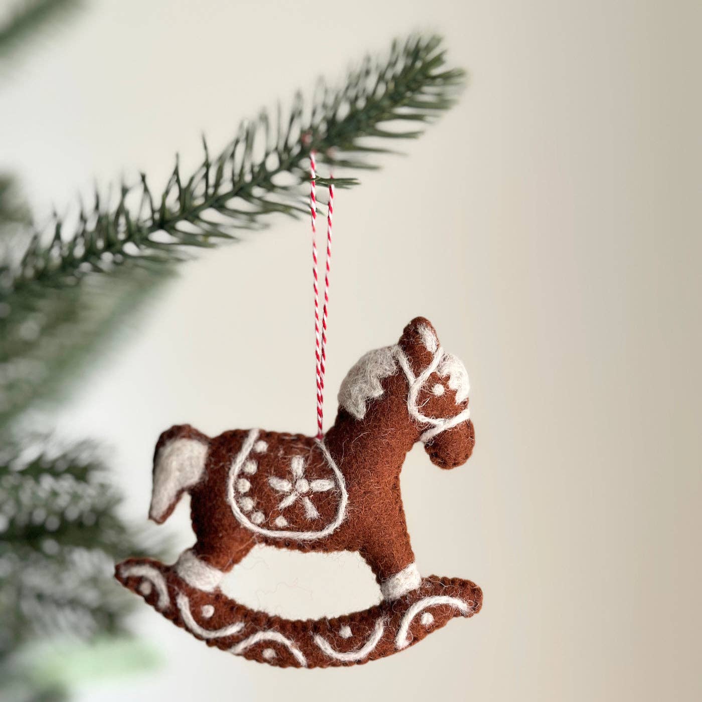 Felt Gingerbread Rocking Horse Ornament
