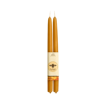 Set of Two Beeswax Taper Candles in Marigold