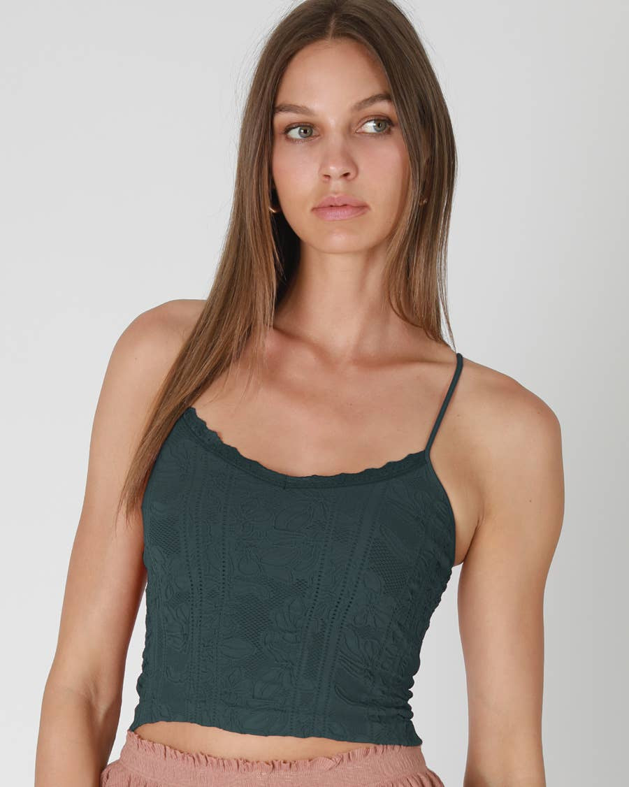 Double Lace Trim Cami in Forest