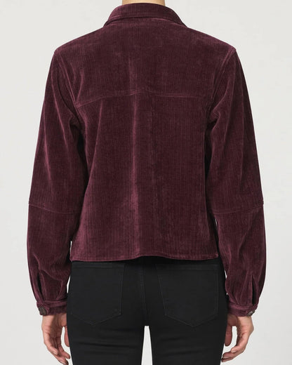 Gina Cropped Chenille Jacket in Fig | Dear John