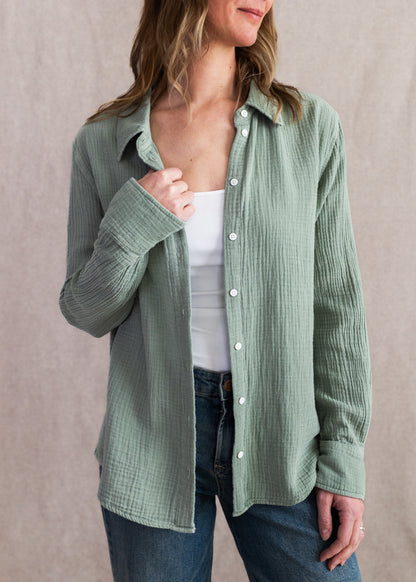 Gaia Gauze Shirt in Green | Dear John