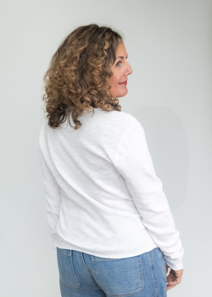 Vanya V-Neck Long Sleeve in White | Dear John