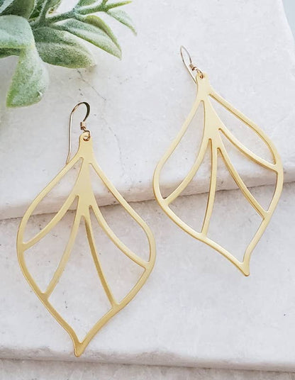 Gold Leaf Outline Earrings