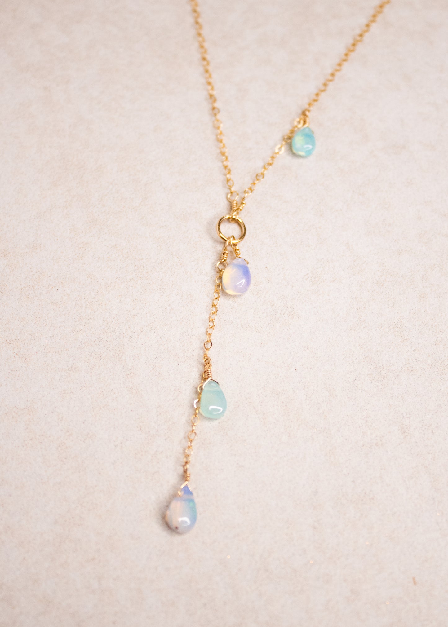 Multicolor Opal Teardrop Lariat Necklace | Flying Lizard
