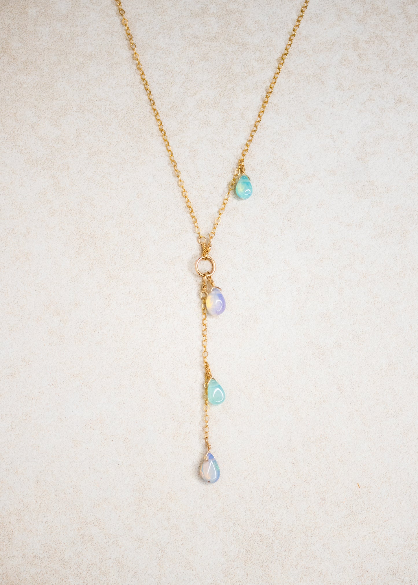 Multicolor Opal Teardrop Lariat Necklace | Flying Lizard