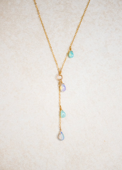 Multicolor Opal Teardrop Lariat Necklace | Flying Lizard