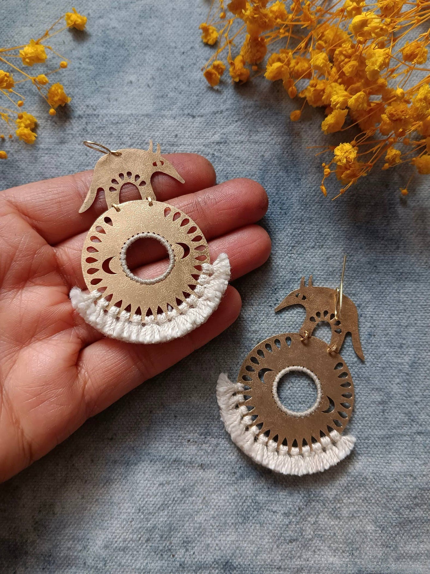 Brass Armadillo Earth Earrings