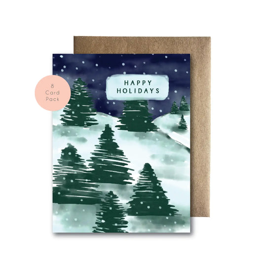 Happy Holidays Snowy Trees Card Boxed Set