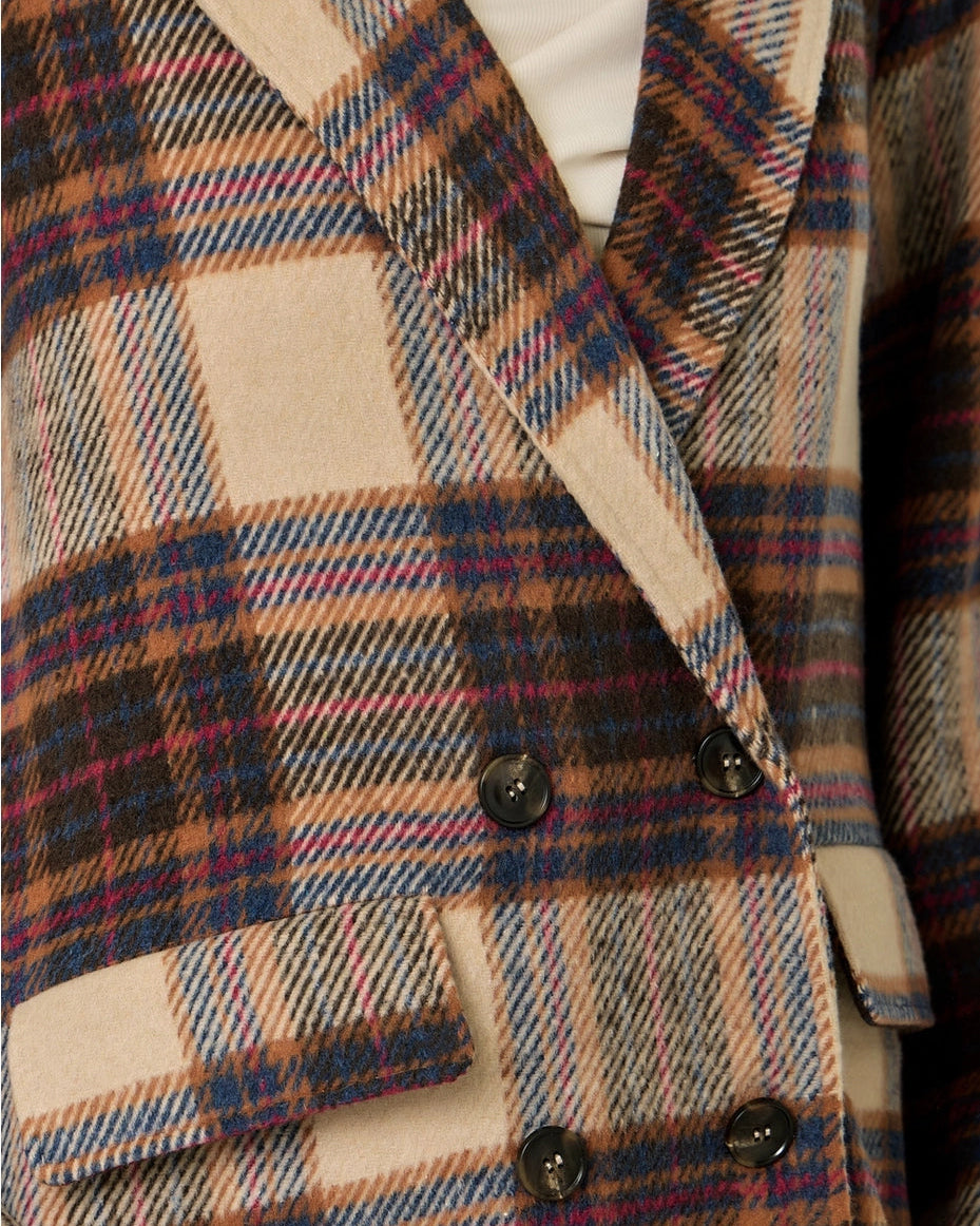 Plaid Long Jacket in Ginger Combo