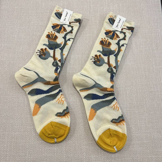 Morning Glory Oil Painting Socks