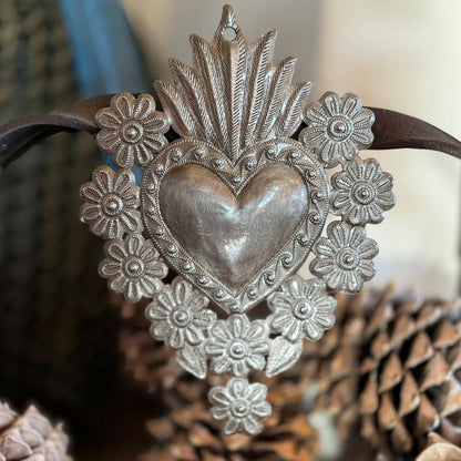 Metal Flaming Sacred Heart