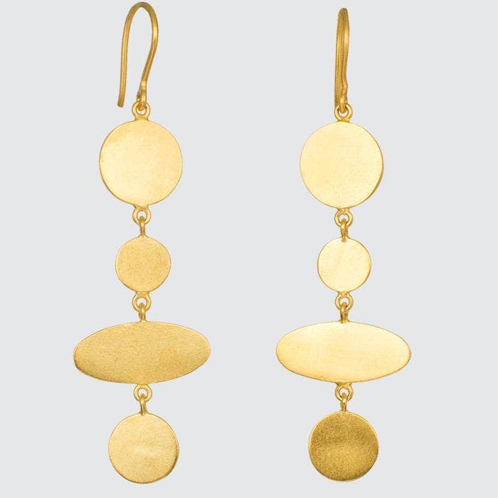 Gold Disc and Ellipse Dangle Earrings | Jane Diaz