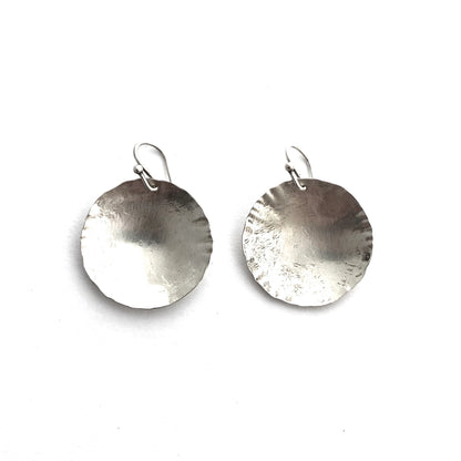 Large Concave Earrings in Silver