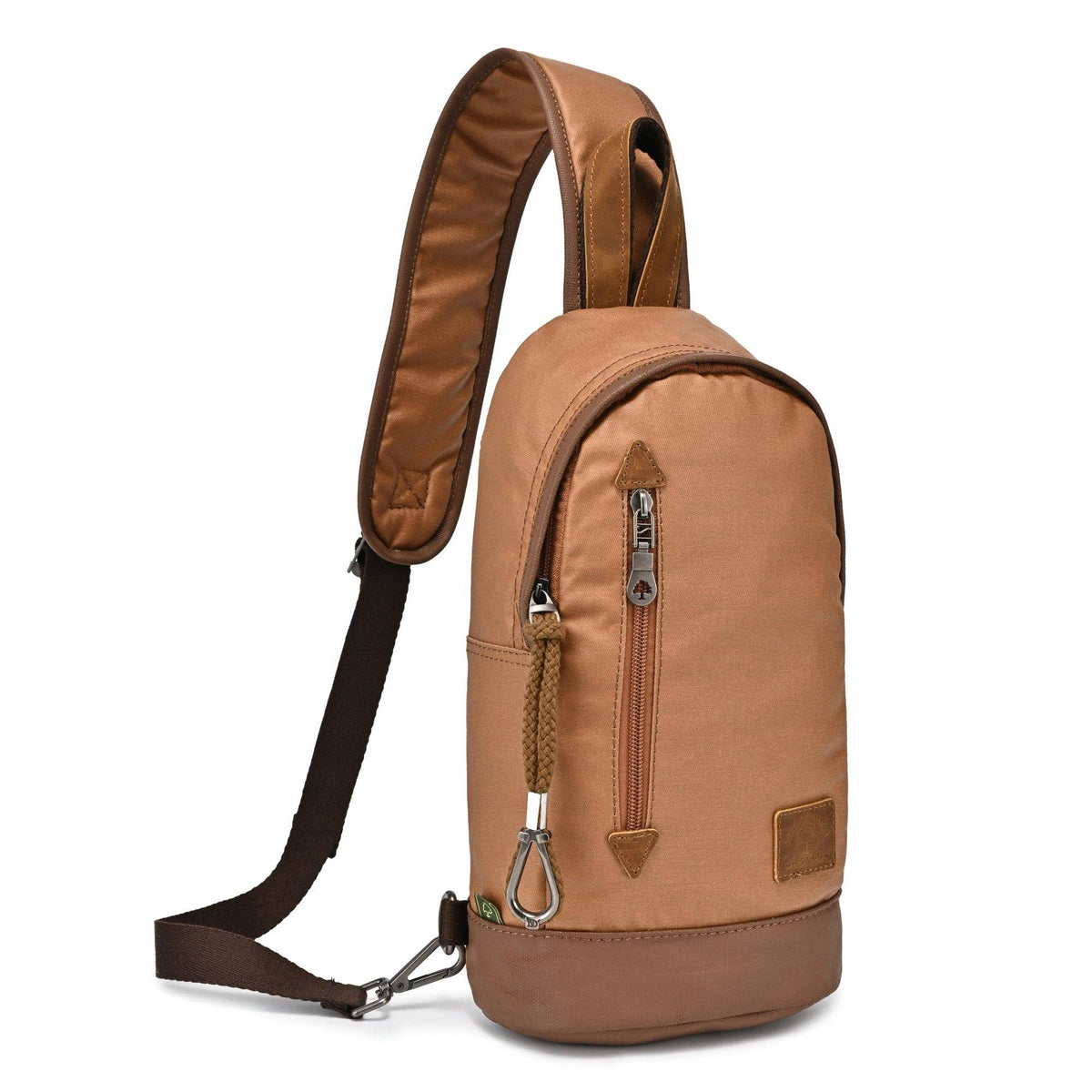 Coated Canvas Sling Bag in Army Green