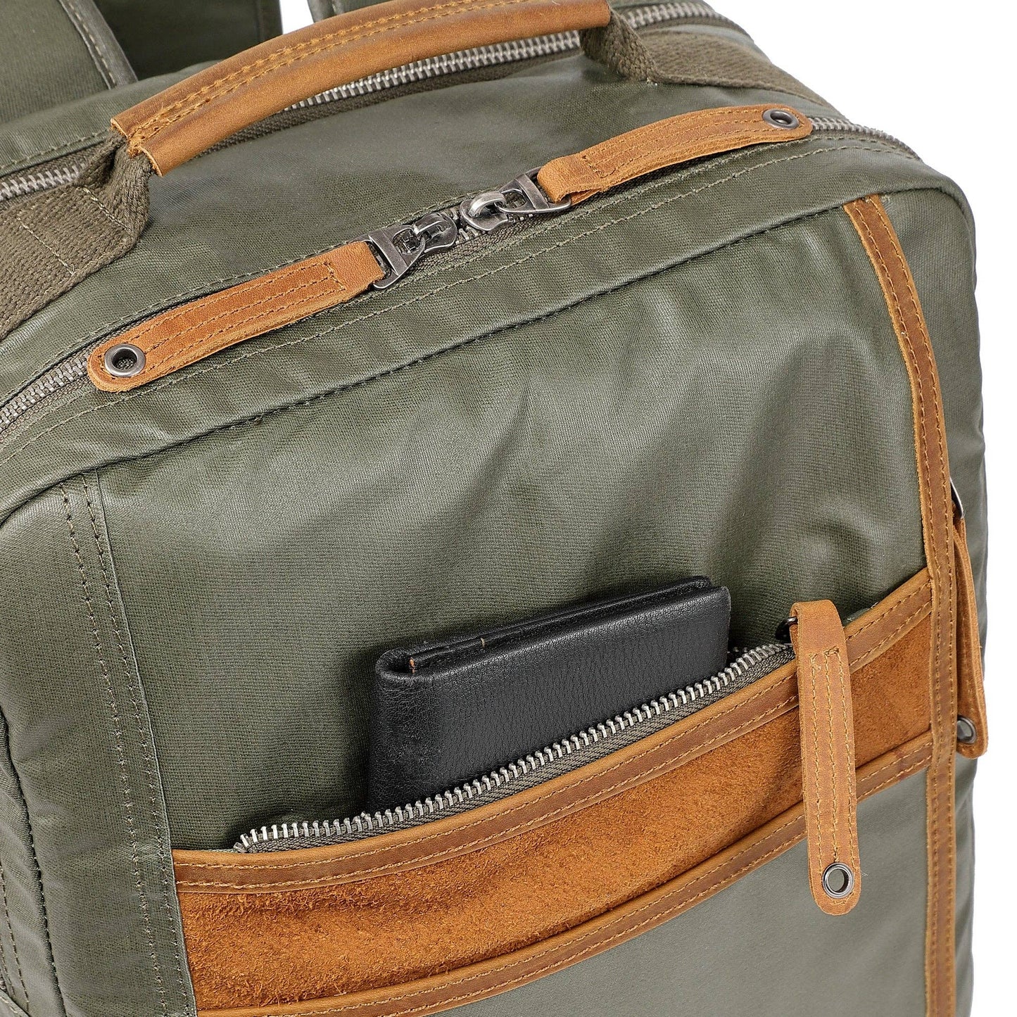 Madrone Coated Canvas Backpack in Army Green