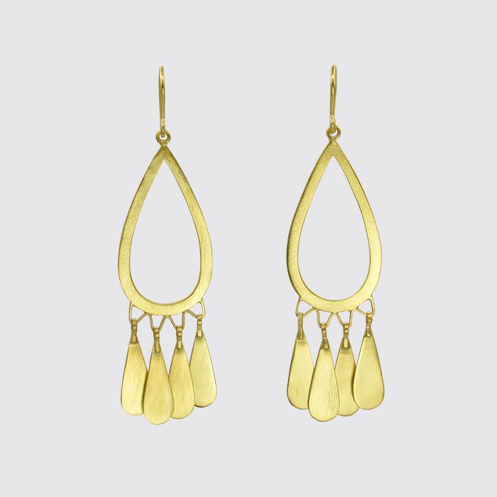 Long Teardrop Dangle Earrings in Gold