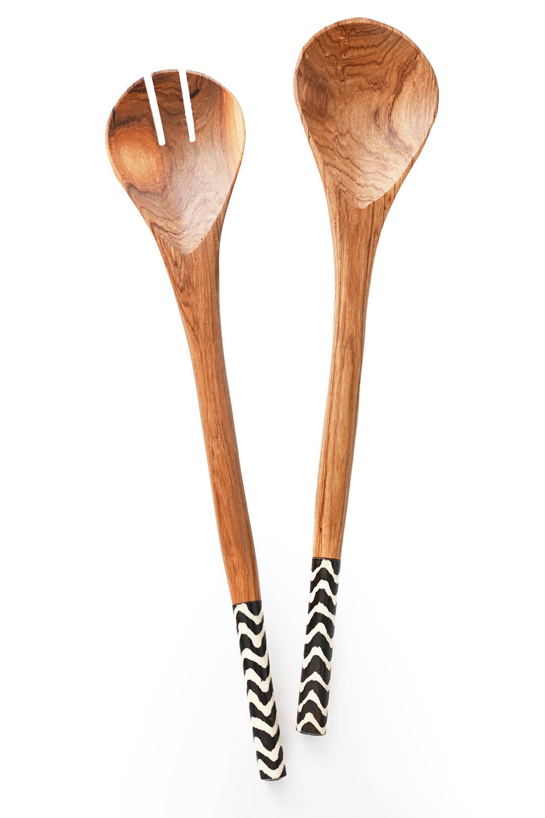 Olive Wood and Batik Bone Salad Servers