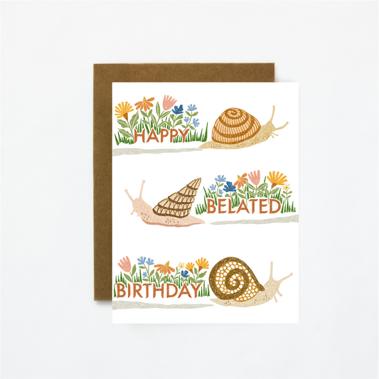 Snail Speed Wishes-Belated Birthday Greeting Card