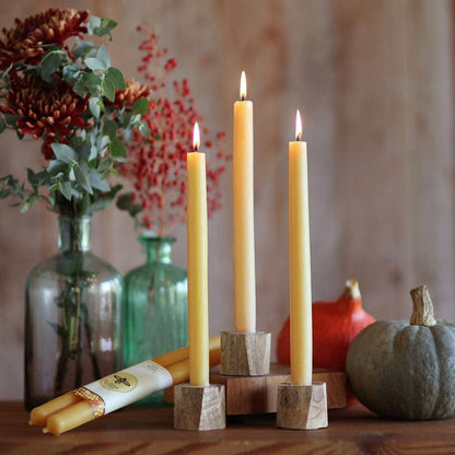 Set of Two Beeswax Taper Candles in Ivory
