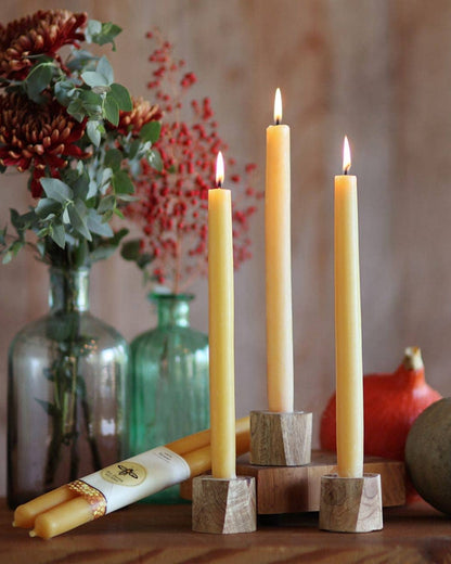 Set of Two Beeswax Taper Candles in Sky Blue