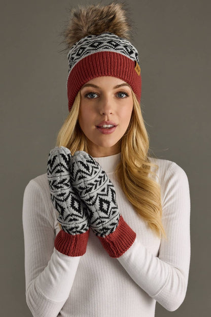 Gray, Black & Rust Patterned Mittens