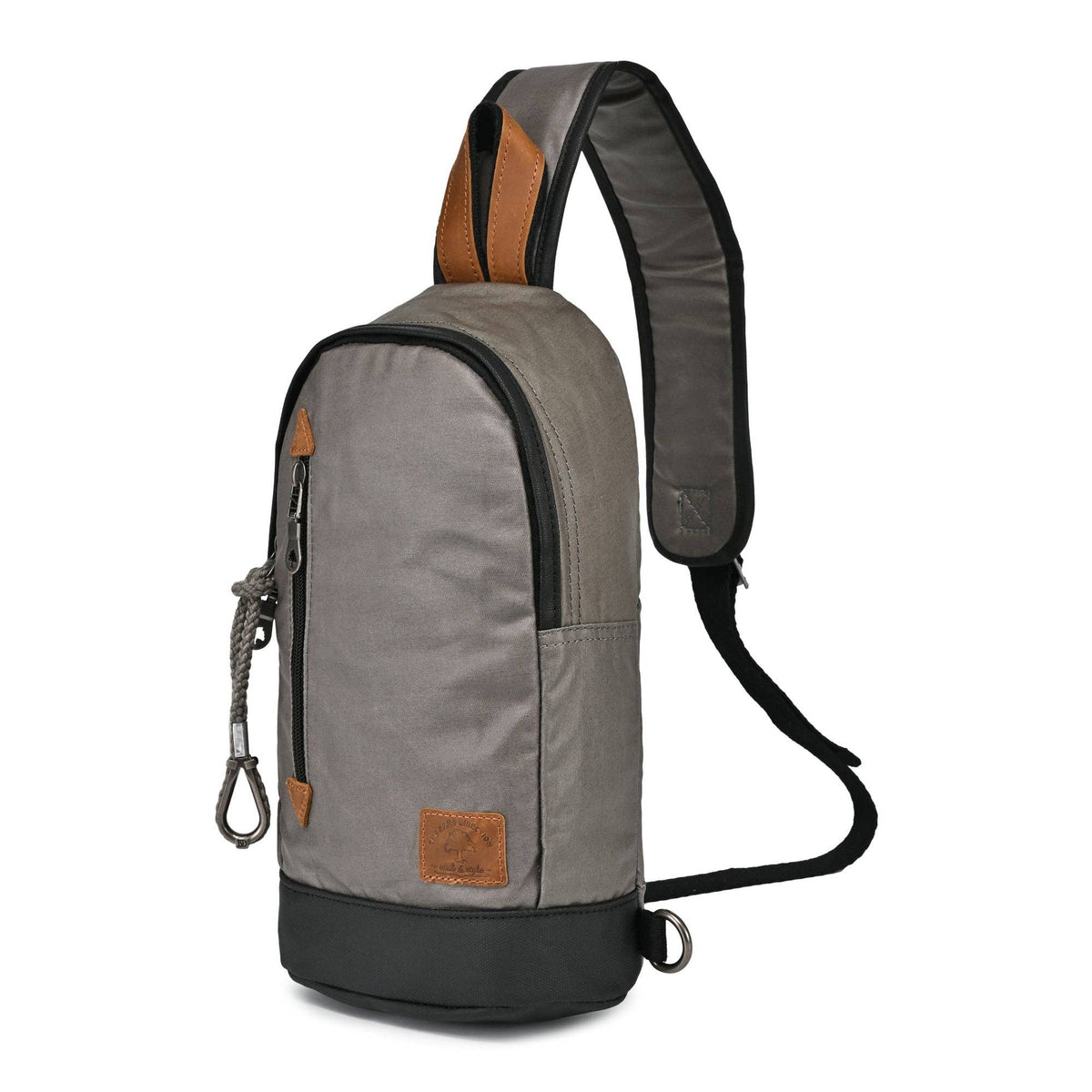 Coated Canvas Sling Bag in Grey