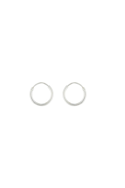 Endless Tube Silver Hoop Earring - 12mm