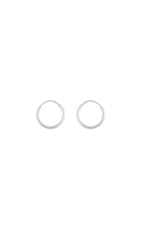 Endless Tube Silver Hoop Earring - 12mm
