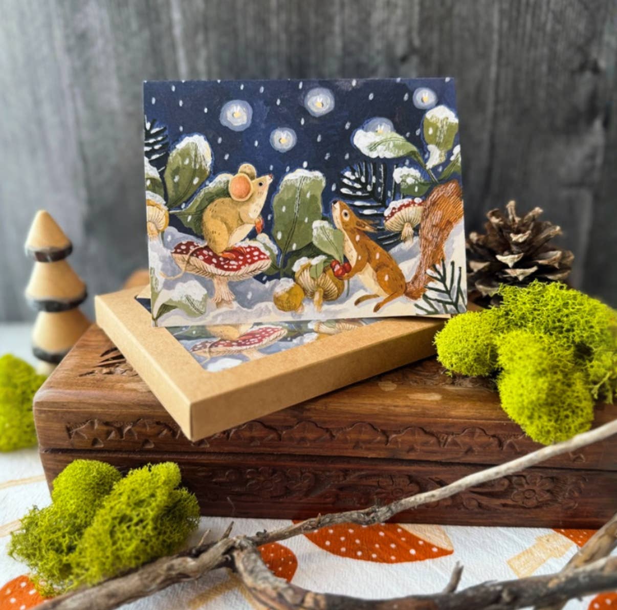 Mushroom Snow Holiday Boxed Cards