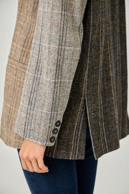 Mixed Plaid Blazer in Latte