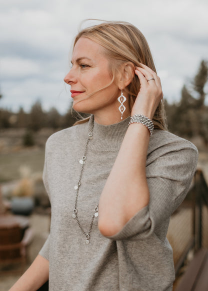Silver Wavy Earrings with Teardrop Dangles | Jane Diaz