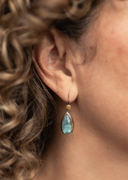 Sky Blue Kyanite Teardrop Fold Earrings | Austin Titus