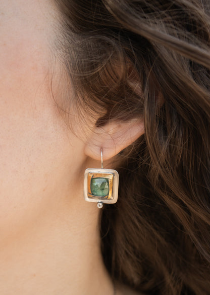 Green Kyanite Square Fold Earrings | Austin Titus