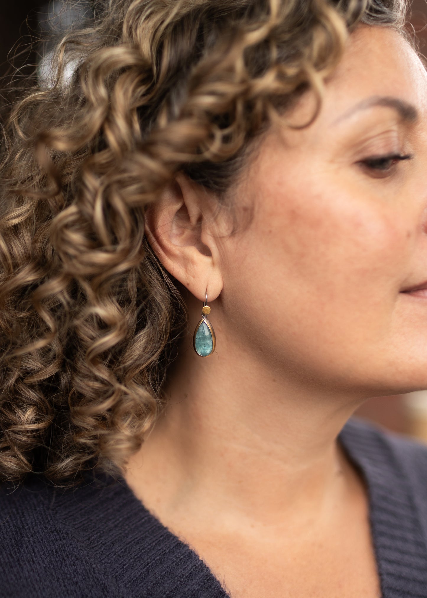 Sky Blue Kyanite Teardrop Fold Earrings | Austin Titus