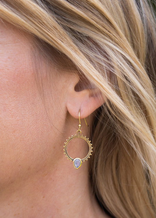 Moonstone Hoop Earrings